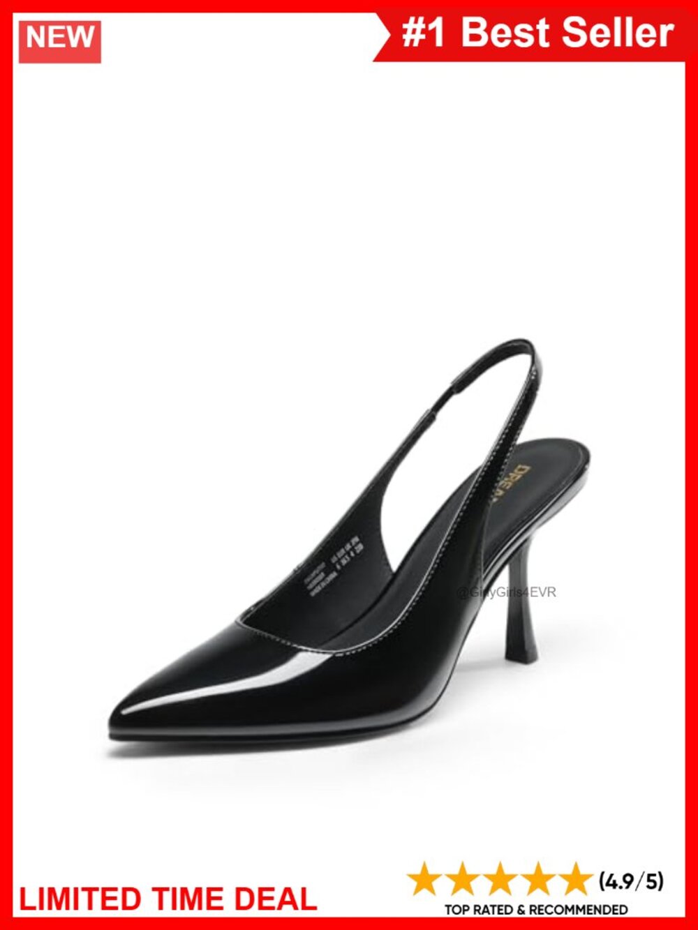 Women's Slingback Stiletto Heels Pointed Toe Pumps Faux Leather